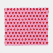 Red Polka Dots on Pink Fleece Deken (Voorkant (Horizontaal))