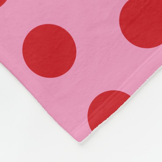 Red Polka Dots on Pink Fleece Deken (Hoek)