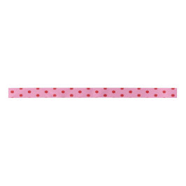 Red Polka Dots on Pink Satijnen Lint
