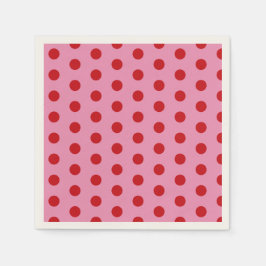 Red Polka Dots on Pink Servet