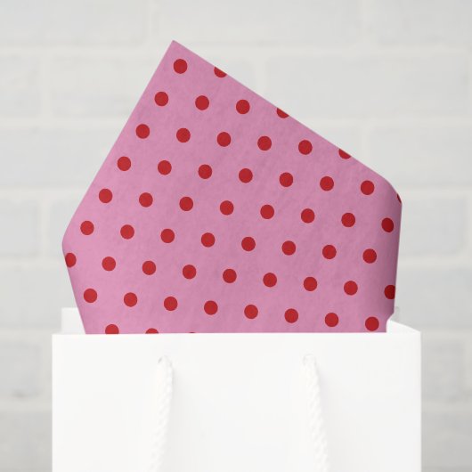 Red Polka Dots on Pink Tissuepapier (Cadeauzakje)
