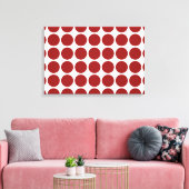 Red Polka Dots on White Canvas Afdruk (Insitu (Woonkamer))