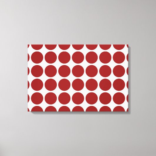 Red Polka Dots on White Canvas Afdruk (Voorkant)