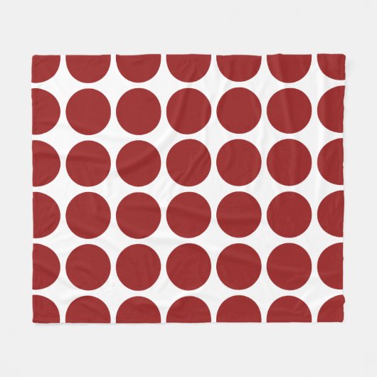 Red Polka Dots on White Fleece Deken (Voorkant (Horizontaal))
