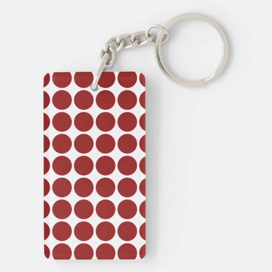 Red Polka Dots on White Sleutelhanger (achterkant)