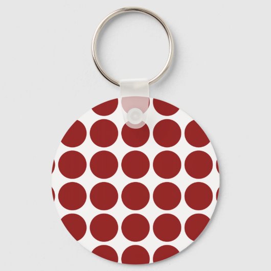 Red Polka Dots on White Sleutelhanger (Voorkant)