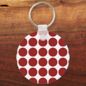 Red Polka Dots on White Sleutelhanger (Voorkant)