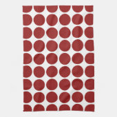 Red Polka Dots on White Theedoek (Verticaal)