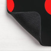 Red Polka Dots op Black Mousepad Muismat (Hoek)