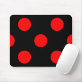 Red Polka Dots op Black Mousepad Muismat (Met muis)
