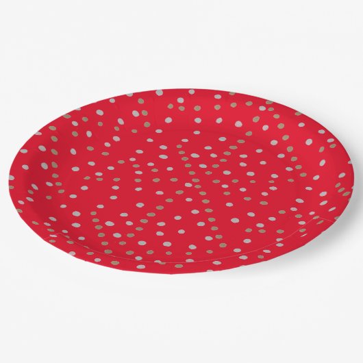 Red Polka Dots Papieren Bordje (Gekanteld)