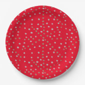 Red Polka Dots Papieren Bordje (Voorkant)
