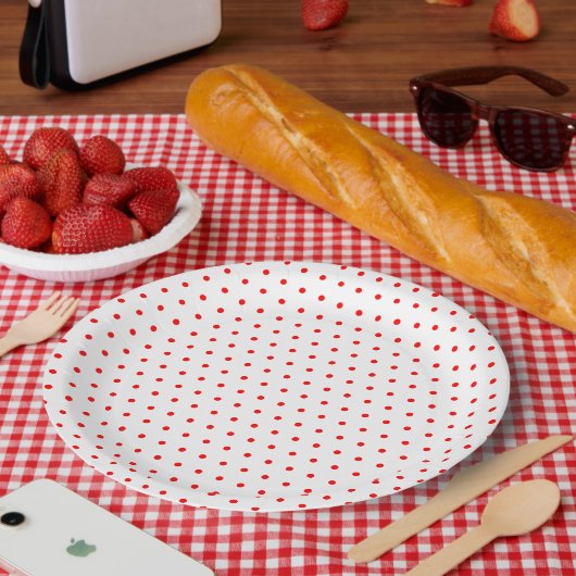 Red Polka Dots Papieren Bordje (Picknick)