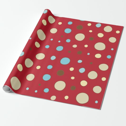 Red Polka Dots Pattern Cadeaupapier (Uitgerold)