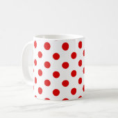 Red Polka Dots Pattern op White Background Koffiemok (Voorkant links)
