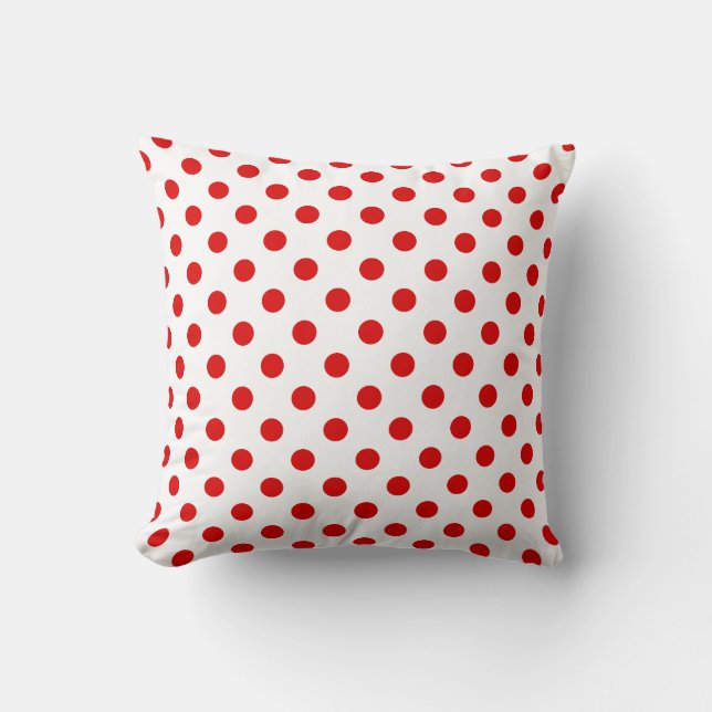 Red Polka Dots Pattern op White Background Kussen (Voorkant)