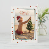 Red Polka Dots Photo Holiday Kaart (Staand voorkant)