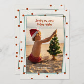 Red Polka Dots Photo Holiday Kaart (Voorkant / Achterkant)