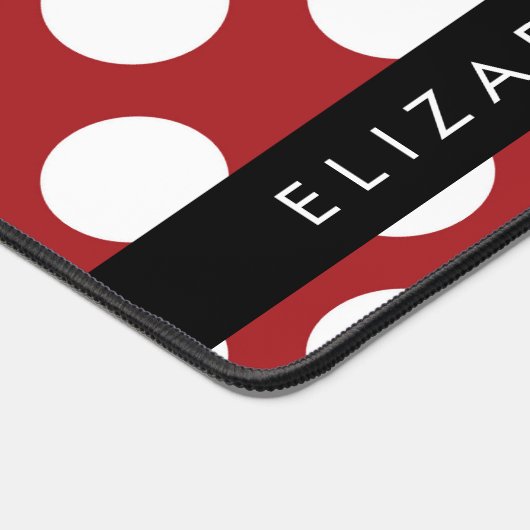 Red Polka Dots, Polka Dot Pattern, Jouw naam Bureaumat (Hoek)