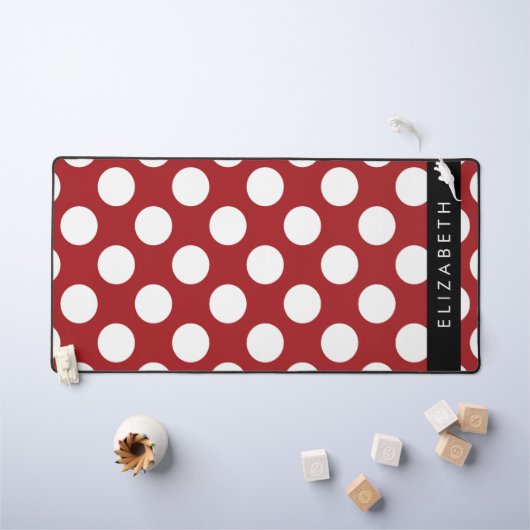 Red Polka Dots, Polka Dot Pattern, Jouw naam Bureaumat (Kindertafel)
