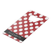 Red Polka Dots, Polka Dot Pattern, Jouw naam Creditkaart Flessenopener (Voorkant Gekanteld)