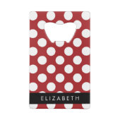 Red Polka Dots, Polka Dot Pattern, Jouw naam Creditkaart Flessenopener (Achterkant)