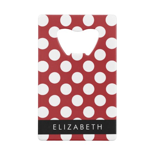 Red Polka Dots, Polka Dot Pattern, Jouw naam Creditkaart Flessenopener (Achterkant)