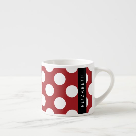 Red Polka Dots, Polka Dot Pattern, Jouw naam Espresso Kop (Rechts)