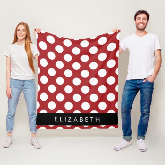Red Polka Dots, Polka Dot Pattern, Jouw naam Fleece Deken (In situ)