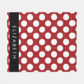 Red Polka Dots, Polka Dot Pattern, Jouw naam Fleece Deken (Voorkant (Horizontaal))