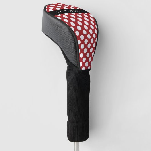 Red Polka Dots, Polka Dot Pattern, Jouw naam Golfheadcover (Schuin)
