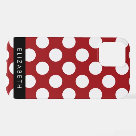 Red Polka Dots, Polka Dot Pattern, Jouw naam iPhone Hoesje (Achterkant horizontaal)