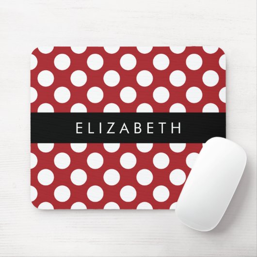 Red Polka Dots, Polka Dot Pattern, Jouw naam Muismat (Met muis)
