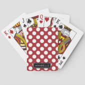 Red Polka Dots, Polka Dot Pattern, Jouw naam Pokerkaarten (Achterkant)