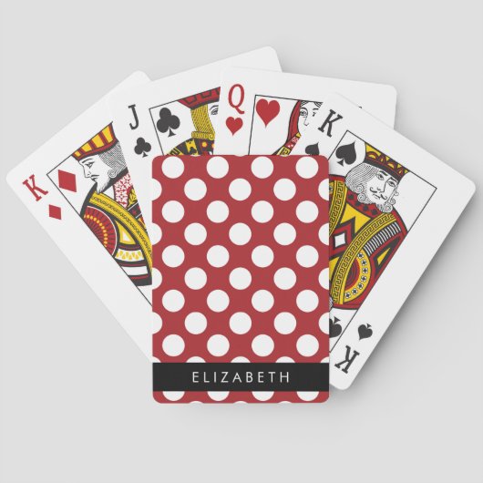 Red Polka Dots, Polka Dot Pattern, Jouw naam Pokerkaarten (Achterkant)