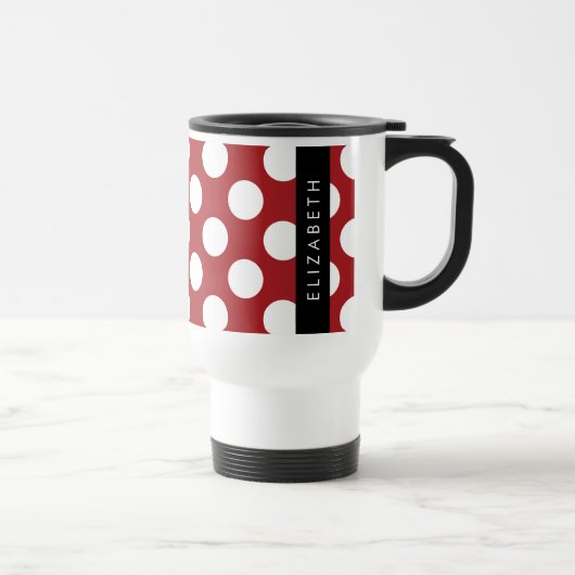 Red Polka Dots, Polka Dot Pattern, Jouw naam Reisbeker (Rechts)