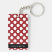 Red Polka Dots, Polka Dot Pattern, Jouw naam Sleutelhanger (achterkant)