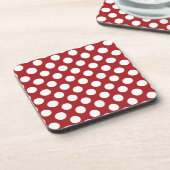 Red Polka Dots, Polka Dot Pattern, Stippen, gedopt Bier Onderzetter (Linkerzijde)