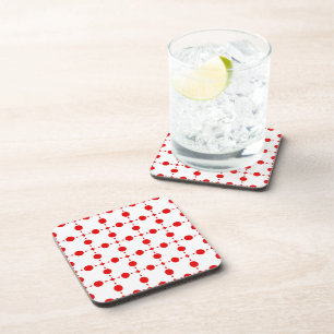 Red Polka Dots, Polka Dot Pattern, Stippen, gedopt Bier Onderzetter
