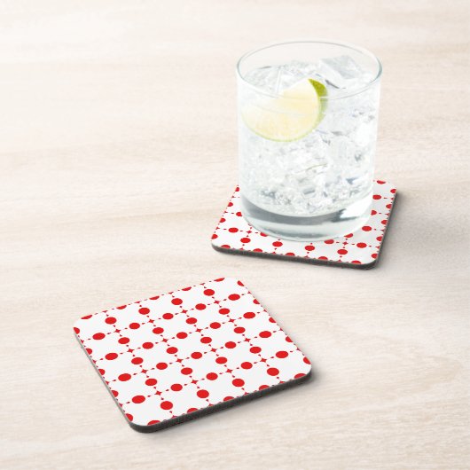 Red Polka Dots, Polka Dot Pattern, Stippen, gedopt Bier Onderzetter (Rechterzijde)