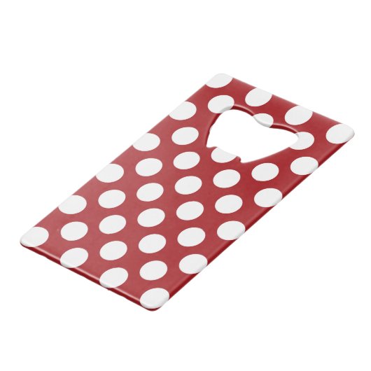 Red Polka Dots, Polka Dot Pattern, Stippen, gedopt Creditkaart Flessenopener (Voorkant Gekanteld)