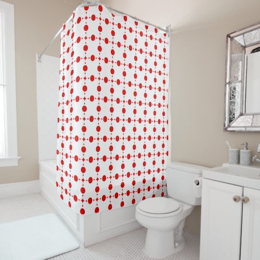 Red Polka Dots, Polka Dot Pattern, Stippen, gedopt Douchegordijn (In situ)