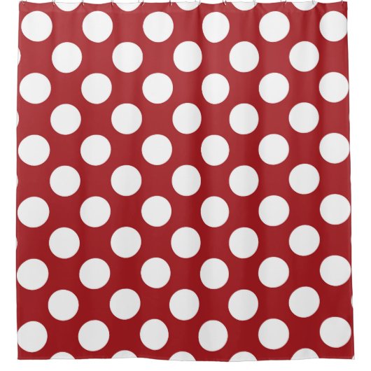Red Polka Dots, Polka Dot Pattern, Stippen, gedopt Douchegordijn (Voorkant)