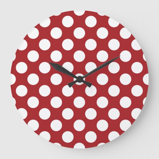 Red Polka Dots, Polka Dot Pattern, Stippen, gedopt Grote Klok (Voorkant)