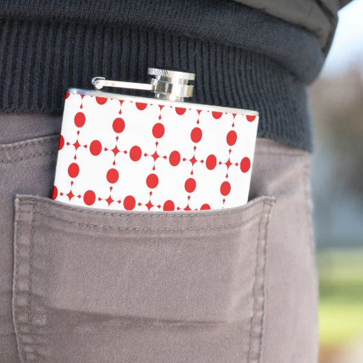 Red Polka Dots, Polka Dot Pattern, Stippen, gedopt Heupfles (Voorbeeld)