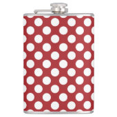 Red Polka Dots, Polka Dot Pattern, Stippen, gedopt Heupfles (Voorkant)