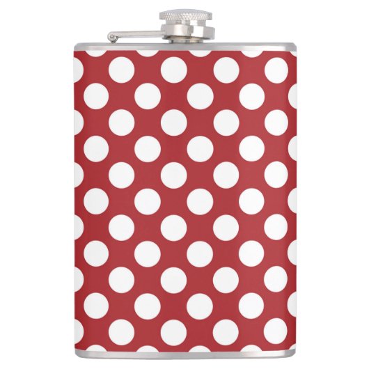 Red Polka Dots, Polka Dot Pattern, Stippen, gedopt Heupfles (Voorkant)