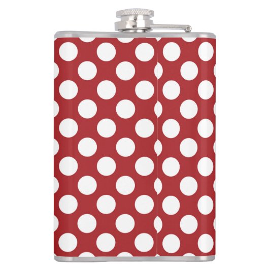 Red Polka Dots, Polka Dot Pattern, Stippen, gedopt Heupfles (Achterkant)