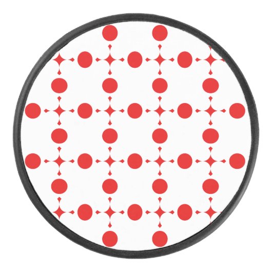 Red Polka Dots, Polka Dot Pattern, Stippen, gedopt Hockey Puck (Voorkant)