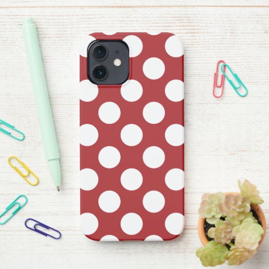 Red Polka Dots, Polka Dot Pattern, Stippen, gedopt iPhone Hoesje (Op bureau)